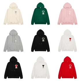 Ami Couple hooded sweatshirt with big heart embroidery-2146