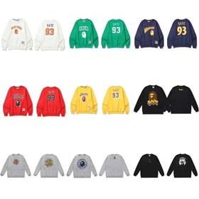BAPE Printed college style round neck pullover sweatshirt for men and women loose style-2235