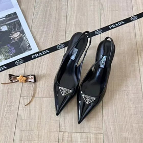 PRADA patent leather pointed toe buckle stiletto high heels-2961
