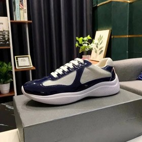 PRADA patent leather lace-up durable low-top sports casual shoes-2965
